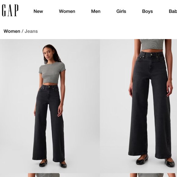 GAP High Rise Wide Leg Stride Jeans - Picture 2 of 2